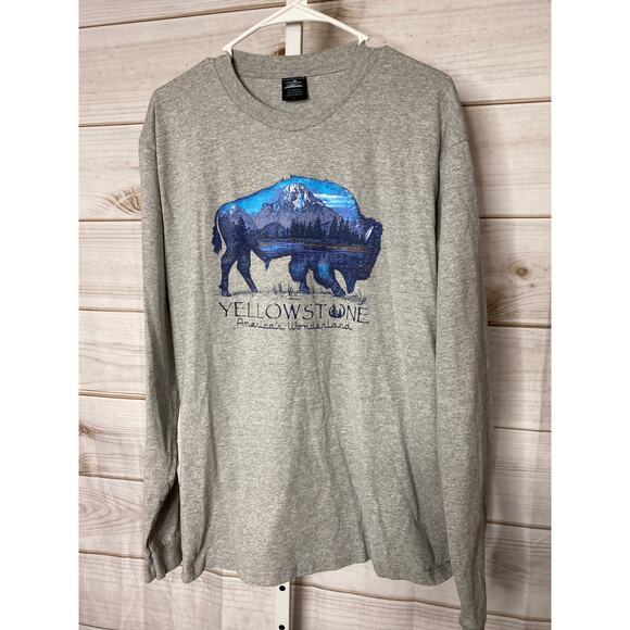 No Brand Other - Vintage Yellowstone National Park Buffalo Bison Print Long Sleeve T-Shirt Mens L
